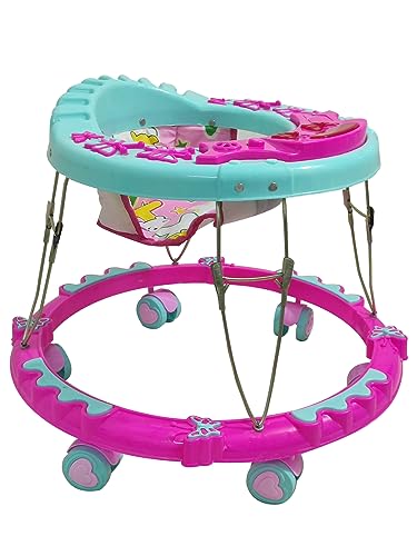 Image of CRISTAL 360 Degree Baby Todler Walker Multi-Function Musical Foldable Walker with Music Toys Bar for Kids Baby Boys & Baby Girls, Walker 6 Months to 18 Months (Sky-Pink)