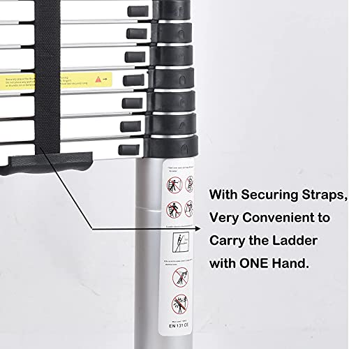 Aluminum Telescoping Ladder 20.3Ft 6.2M Extension Tall Loft Ladder With Hooks Slow Down Design Extendable Ladders Portable For Household Daily Outdoor Activities, 330 Pound Capacity #TOP6