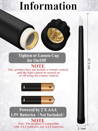 Image of Funtery 48 Pcs Flameless LED Taper Candles Battery Operated Candles Bulk Realistic LED Candlesticks Flickering for Wedding Church Party Home Decor(Black,11 Inch,Classic Style)
