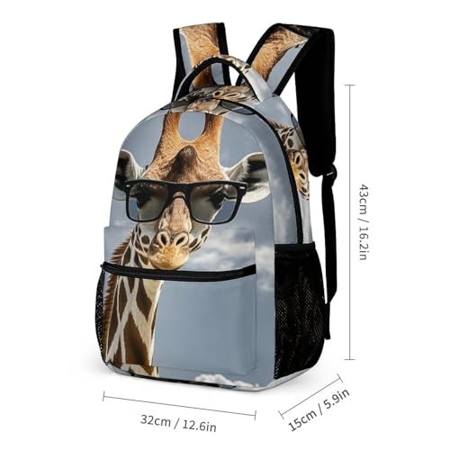 Giraffe Wearing Sunglasses Backpack Set 3 Piece, Durable Backpack Insulated Lunch Bag Portable Pencil Case for Men Women2