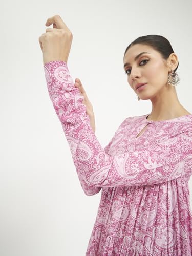 Image of FIORRA Women's Paisley Printed Pure Cotton Anarkali Kurta