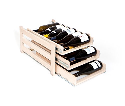 Wine Logic In-Cabinet Sliding Tray Wine Rack, 18-Bottle, Solid Maple Wood, Unstained With Clear Satin Lacquer Finish #TOP2