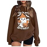 MODSGUE Suéter adolescente niña elegante suéter cuello redondo sudadera mujer suéter moderno ropa callejera transición suéter de punto blanco, café, S