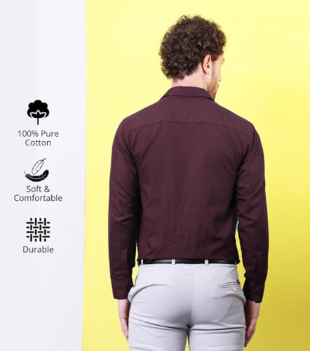 Image of CONTRARY Men's Pure Cotton Solid Stylish Casual & Formal Wear Shirt | Stylish Regular Fit Full Sleeve Comfortable Office Party Trendy Shirt - Multi Color
