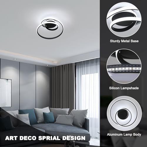 Dorlink LED Ceiling Light, Black Spiral Chandelier, Art Deco Creative Modern Ceiling Lights - Image 3