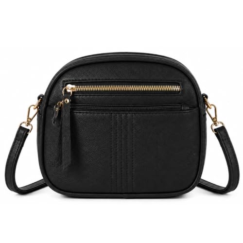 Bolsa Feminina Tiracolo Alça Transversal Pequena De Lado Basica (Preto) | Organização Três Divisórias Bolso Frontal Alça Dia a Dia Uso Diario