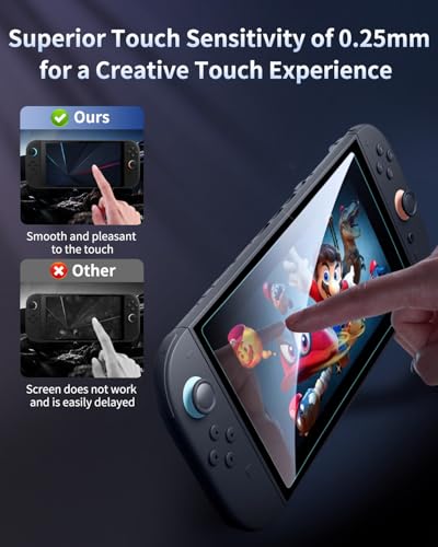 Image of Screen Protector for Switch 2 , OLCLSS Glass Screen Protector for Nintendo Switch 2 with Anti-Scratch Anti-Fingerprint Blue Light Filter , Tempered Glass Protector for Switch 2 2X Stronger with Dust Plugs and Thumb Grip Caps Set
