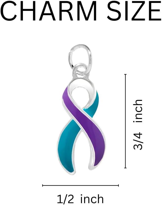 Fundraising For A Cause Suicide Awareness & Prevention Teal & Purple Rope Bracelet - Perfect for Support Groups, Gift-Giving, Events and Fundraising, One Size, Sterling Silver , sterling silver - Image 2