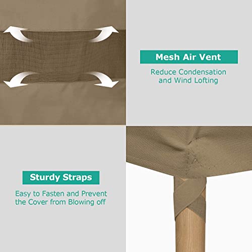 SunPatio Outdoor Chaise Lounge Covers, Heavy Duty Waterproof Patio Chaise Lounges Cover, All Weather Protection Lounge Chair Cover for Patio Furniture, 2 Pack - 76\" L x 30\" W x 26\"/10\"H, Taupe - Thumbnail 5