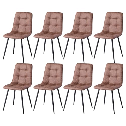 GrandCA HOME Lot de 8 Chaises de Salle à Manger Chaises de Cuisine Modernes avec Pieds en Métal, Chaises de Salle à Manger Rembourrées Tissu Imperméable...