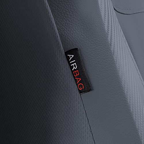 Flying Banner Car Seat Covers Protects Water Proof Faux Leather Carbon Fiber Front And Rear Bench Split 40/60 50/50 60/40(Gray Gray, Full Set - 8Pcs) #TOP5