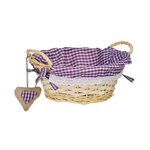 Premier Housewares Lila Gingham Futter Oval Willow Bvasket, Stoff, 19x27x14, 1901047