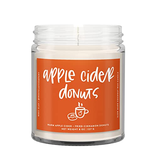 Apple Cider Donuts Candle | West Clay Company | Cinnamon Apple Cider Donuts Scented Soy Coconut Wax Nontoxic Candles | for Cozy Festive Fall Home Decor | Made in The USA â€¦