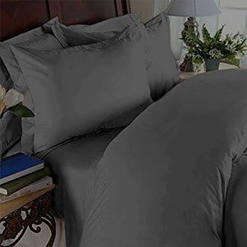 Elegance Linen 1200 Thread Count Egyptian Quality Super Soft WRINKLE FREE & WRINKLE RESISTANT 4 pc Sheet Set, Deep Pocket Up to 18" - All Size and Colors, California King Gray
