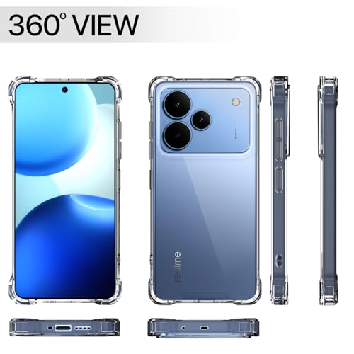 Image of Outlouders Back Cover for Realme P4 5G Clear Transparent PC + TPU Bumper Case with Raised Edges for Shockproof Protection (Transparent)