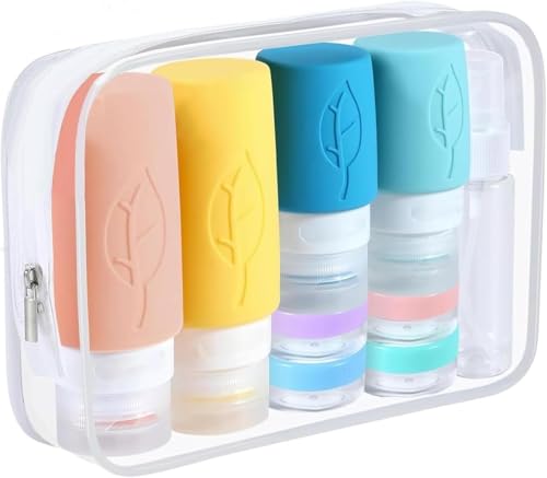 Reiseflaschen zum Befüllen, 17 Stück Silikon Reiseflaschen Auslaufsichere Travel Bottles Essentials und Reise Shampoo Behälter BPA-frei Praktisches Reiseflaschen Set für Lotion,Duschgel,Spülung