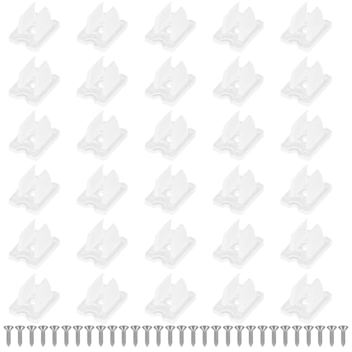 30 Piezas Clips de Montaje para Tiras LED Neón Support, Soporte Tira Led Neon Blanco para Tiras LED de 5mm a 6mm, Clips de Plástico con Tornillos para Montaje de Iluminación LED en Pared y Techo