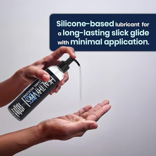 Image of Healthy Vibes Silicone Based Lube 32 oz for Latex Condoms & Hard Sex Toys, Long Lasting Easy Clean Gel Lubricant w /Hand Pump, Sexual Personal Privacy Enhancer for Men Women Couples Anal Lubrification