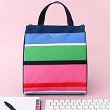 Kate Spade New York Urocza torba na lunch dla kobiet, torba na lunch o dużej pojemności, pudełko na lunch dla dorosłych ze srebrną podszewką termiczną i kieszenią do przechowywania, pasek na słoneczny
