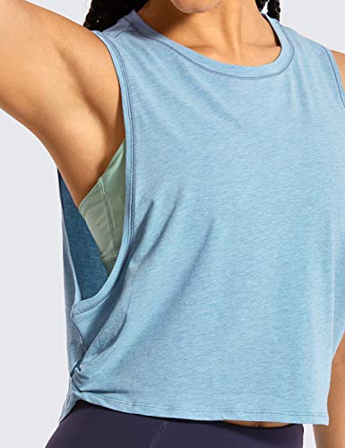 Image of CRZ YOGA Pima Cotton Dropped Armhole Tank | Workout, Naturally Soft, Loose Fit, Crop, Crewneck, Knotted Sides, Sleeveless Tops for Women