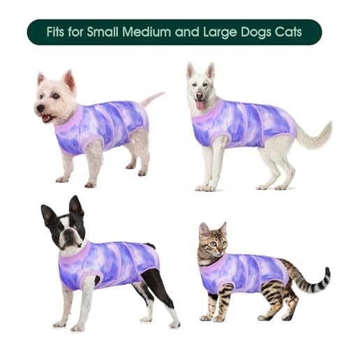 Kuoser Recovery Suit for Dogs, Adjustable Female Spay Dog Surgery Suit, Pet Surgical Shirt Male Neuter Anti Licking Abdominal Wounds Puppy Onesie Bodysuit, Alternative to Doggie Cone After Surgery