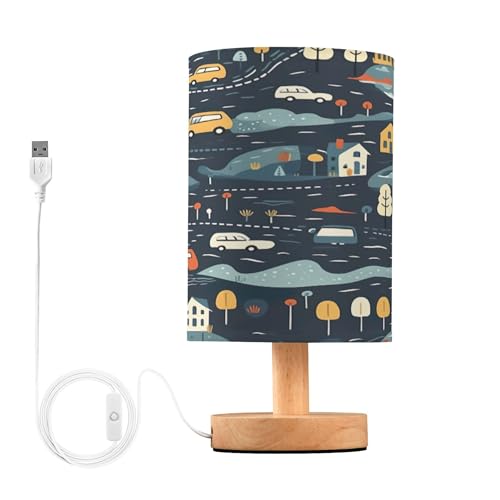 Sevdomey Cartoon Cars Lampe de chevet avec port USB, aucune ampoule nécessaire, lumière LED chaude pour chambre à coucher, salon, bureau, lampe de chevet...