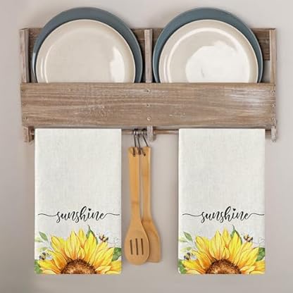 Geschirrtücher Elegante Beige Sonnenblume Handtücher Küchentücher Saugfähige Küchenhandtücher Waschbar Trockentücher Küche Wiederverwendbar Kitchen Towels Geschirrhandtücher 4 Stück (40x60 cm)