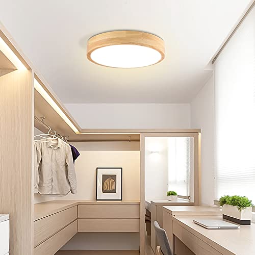 Ketom Flush Mount Ceiling Light, 12 Inch Led Ceiling Light Fixture, 24W Minimalist Round Shaped Wood Ceiling Lamp Nature White 4500K, Not Dimmable #TOP7