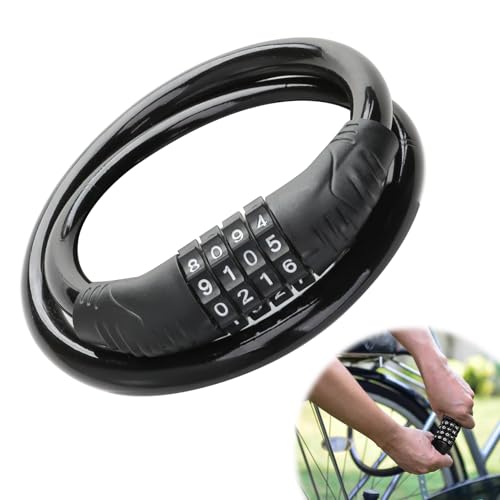 Image of Bike Lock Anti-Theft, Bicycle Padlock with 4 Digits Long Cable Chain, Electric Scooter Lock, Bike Lock Combination for Pushchairs, Motorcycles, Scooters, Bikes and Accessories