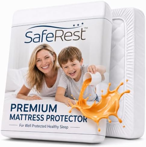 SafeRest Waterproof Full Size Mattress Protector | Fitted with St...