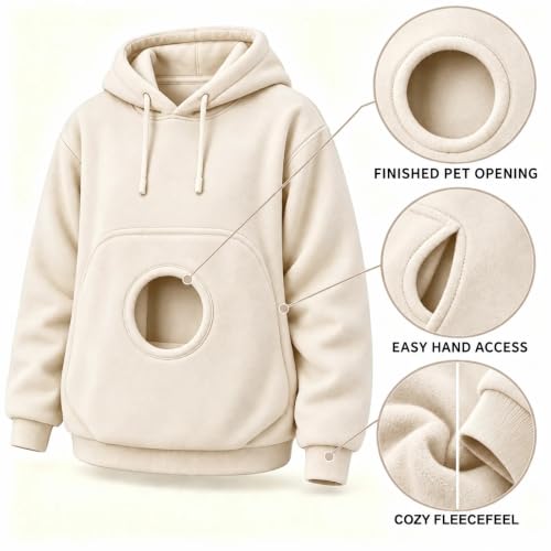 Cat Pouch Hoodie for Women Y2K Comfy Fleece Carrier Pullover Hoodie - image 6