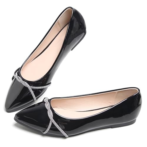 Image of Stunner Womens Flats Fashion Pointed Toe Bowknot Ballet Flats Cute Slip On Dress Flats Comfortable Party Wedding Flats2