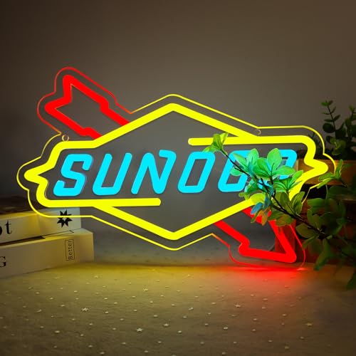 Image of WonderfulLife Fuel Oil Logo Neon Sign for Garage Decor,Dimmable Led Signs for Man Cave Lube Store or Gasoline Station Display Lighting,5V USB,Easy Hanging.