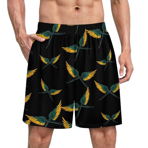 Swords With Wings Men's Pajama Bottoms Lounge Pj Shorts Stretch Sleep Shorts for Home Vacation Beach