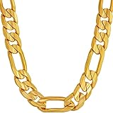 LIFETIME JEWELRY 9mm Figaro Chain Necklace 24k Real Gold Plated for Men and Teen (24)