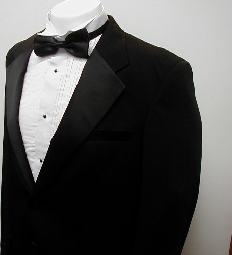 New Mens 2 Button Black Tuxedo Suit, size 48 Long - Includes Jacket and Pants3