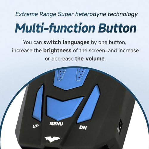 Car Radar Detector - 360° Full Band Detection with Voice Alert, False Alert Filter & Waterproof Design, for Highways/Daily Driving, Long-Distance Tracking, LED DisplayOC16 Blue