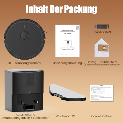 BOTLUXE Saugroboter mit Wischfunktion, Staubsauger Roboter mit Absaugstation 3.5L, 8000Pa Saugkraft, LiDAR Navigation, E10+ Saug und Wischroboter für Tierhaare Teppich Böden, APP Steuerung