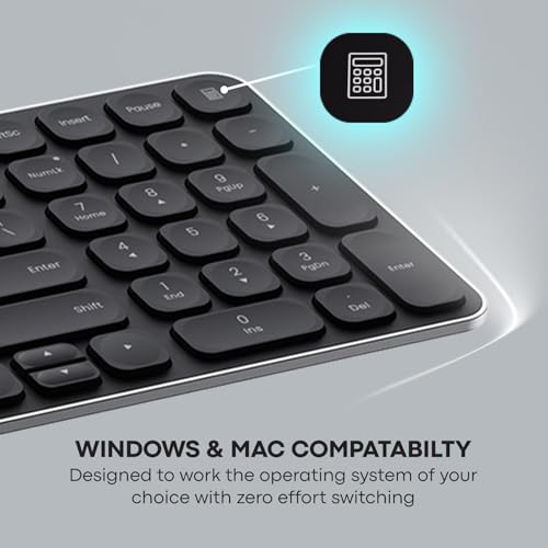 مجموعة ماوس وكيبورد لاسلكية متعددة الأوضاع من رابو، موديل 9320M بلوتوث 4.0 5.0 + 2.4G، قاعدة من الالومنيوم، 2400 نقطة لكل بوصة، نطاق 10 متر، رمادي داكن صغير