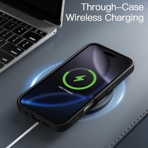 Image of JETech Matte Cover Case for iPhone 16 Pro Max 6.9-Inch, Shockproof Military Grade Drop Protection, Frosted Translucent Back Phone Cover, Anti-Fingerprint (Black)