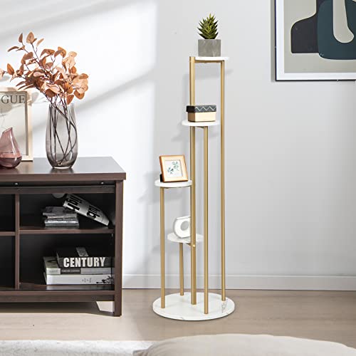 Giantex 4 Tier Plant Stand Indoor, Tall Plant Shelf With Marble Texture For Multiple Potted Plants, Tiered Metal Plant Holder Flower Display Rack For Living Room Balcony Porch #TOP3