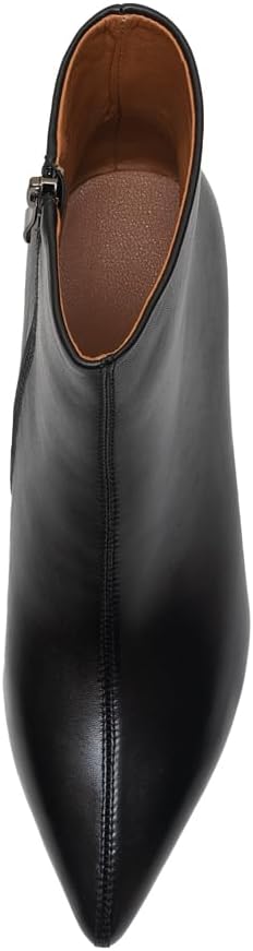 ONEENO Women's Classic Pointed Toe Heels Leather Ankle Boots - Image 4