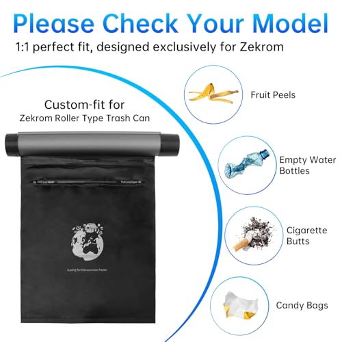 Image of Zekrom Car Trash Bag, 4 Rolls Mini Garbage Bags for Car Trash Can, Trash Bag Disposable for Car Trash Can Bin, Roller Type Trash Can Sets of Garbage Bags (Black)