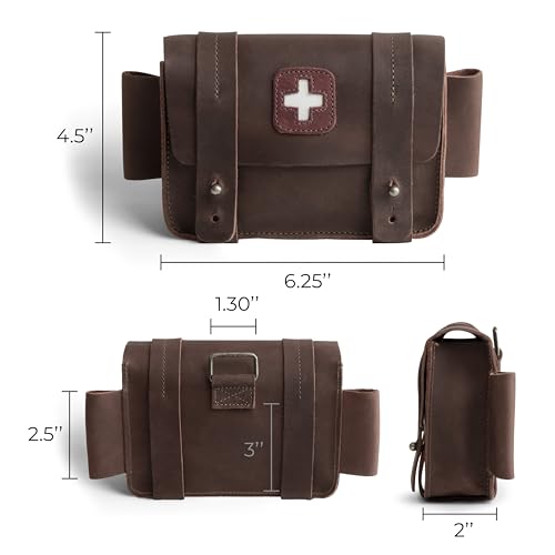 Image of Hide & Drink, Empty First Aid Bag, Mini Medical Storage Pouch, Rectangular Bag for Survival Kit, Full Grain Leather, Handmade