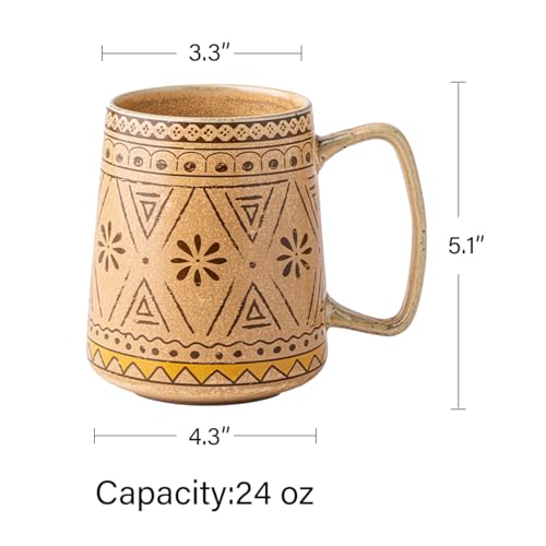 Taza de cerámica grande 24 oz con asa estilo bohemio miniatura 4