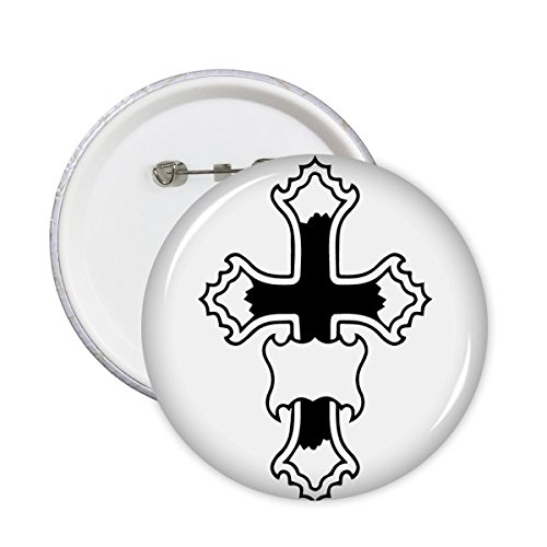 Badge bouton rond motif Église Sainte-Croix finition noire