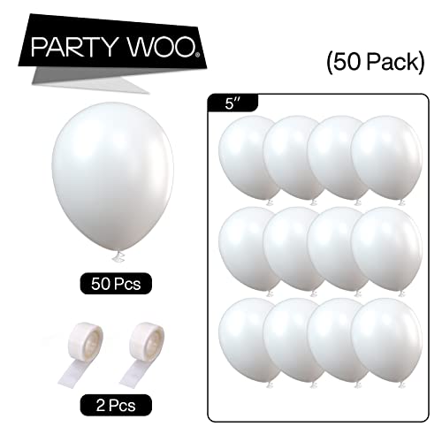 Image of PartyWoo Balloons, 50 pcs 5 Inch Matte White Balloons, for Balloon Garland or Balloon Arch as Party Decorations, Wedding Decorations, Neutral Baby Shower Decorations, White-Y13 (Pack of 3)