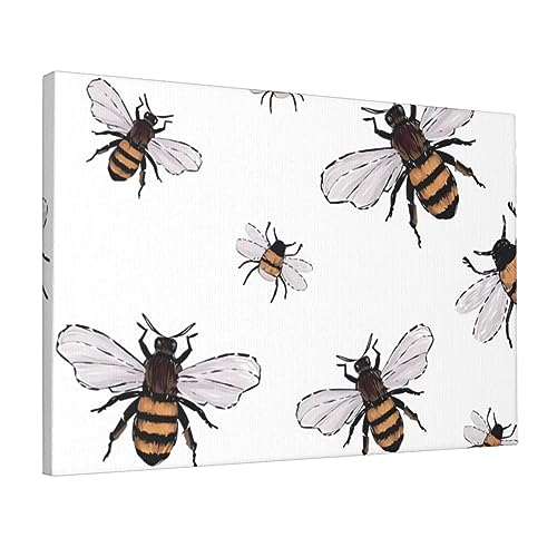 Toile murale abeilles modernes sans cadre 45x30 cm pour deco chambre