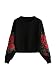 ROMWE Women's Casual 3D Embroidered Crew Neck Pullover Crop Top Sweatshirt Black M/US 4