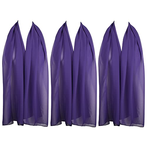 Hat To Socks Chiffon Scarf Sheer Wrap for Women Pack of 3 (Purple)